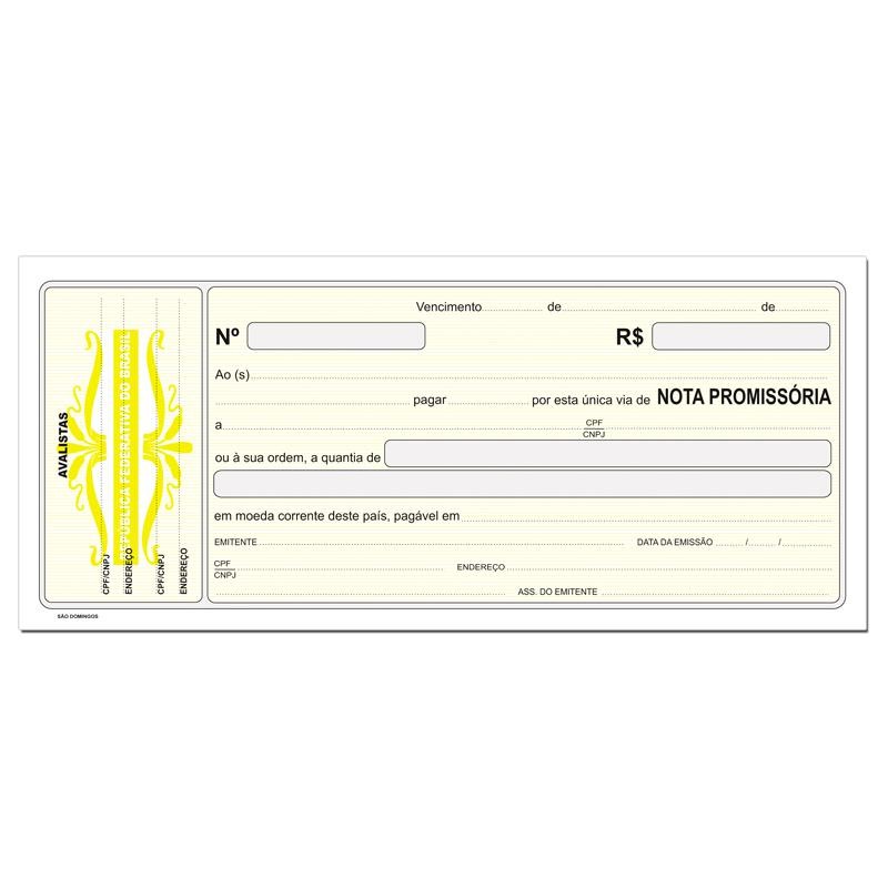Nota promissória amarela com 50 folhas São Domingos - Stationery