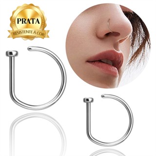 LOMISS Piercing Nostril Nariz Septo Argola D-ring Prata 925 Joia Piercing Argola Nariz Cravejado em Oferta na Shopee
