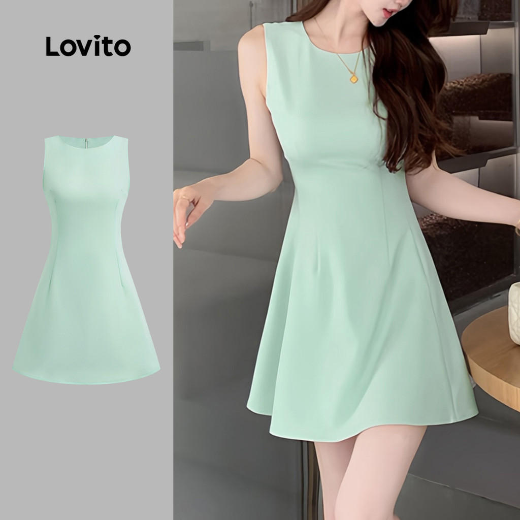 Lovito Vestido Casual liso com zíper para mulheres L128ED208 - Women Clothes