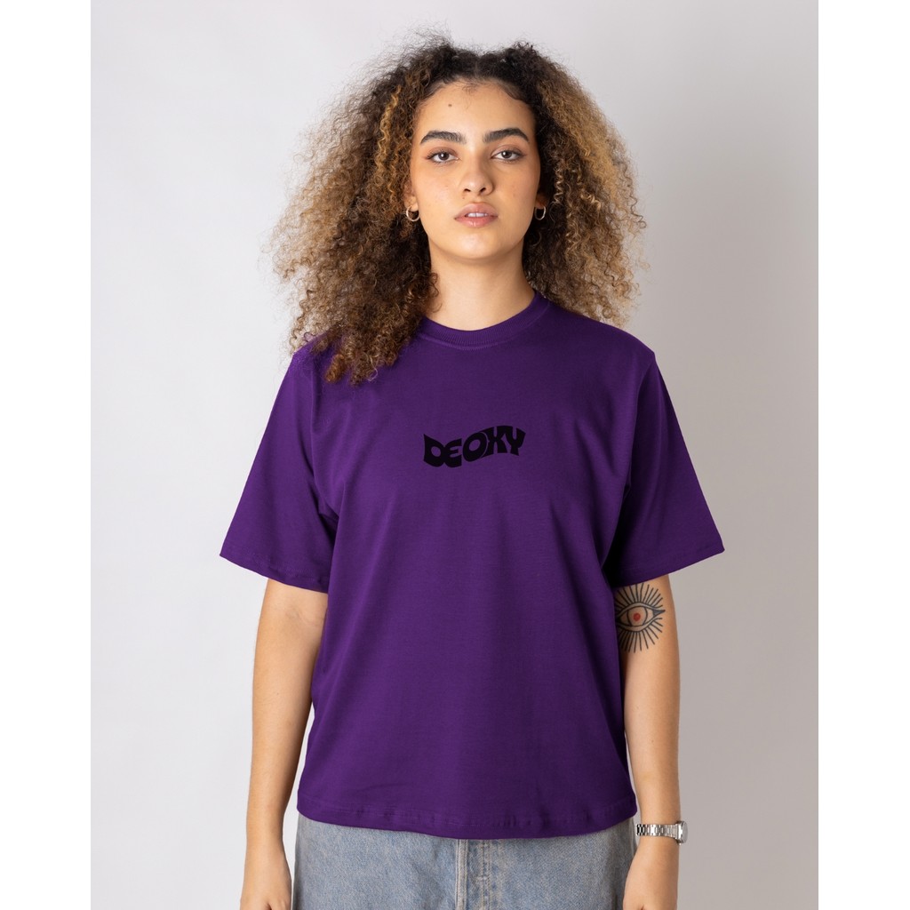 Camiseta Boxy Roxa Premium Stardust Preto