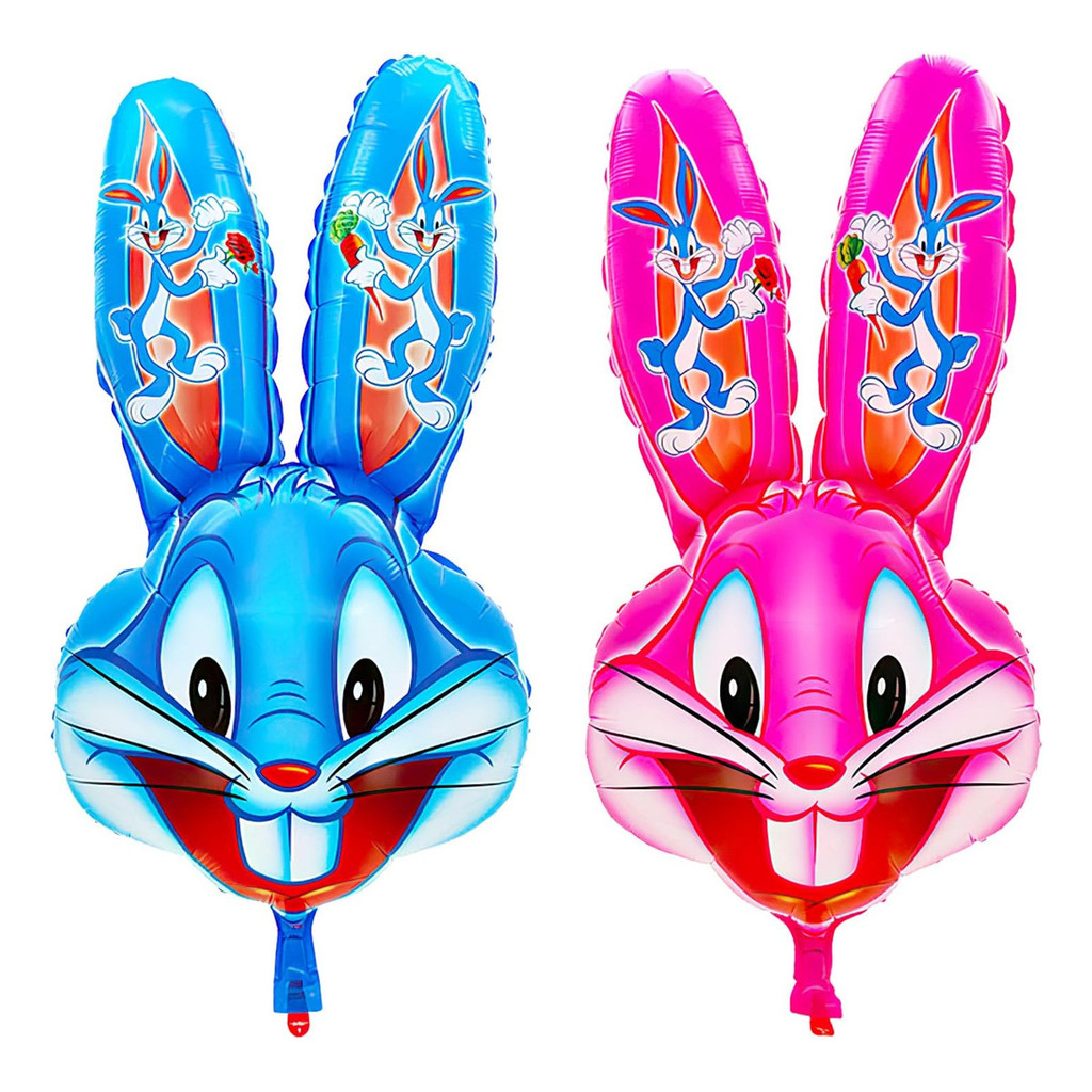 10 Balão Coelho Perna Longa Pascoa 60cm Decoração Azul e Rosa