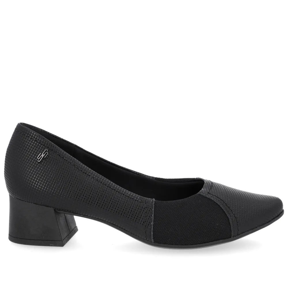 Sapato Scarpin Feminino Usaflex Couro/Tecido Preto AL3802001