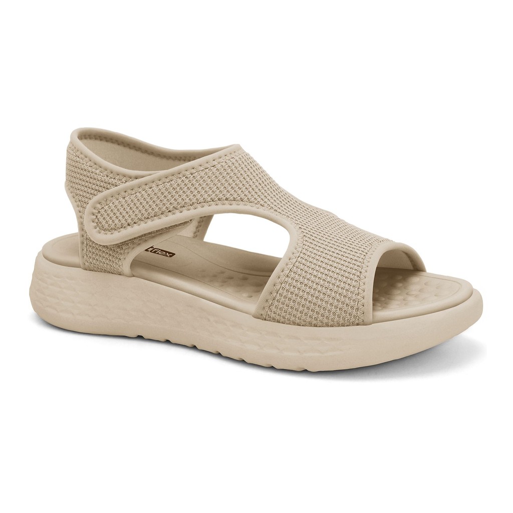 Sandália Feminina Comfortflex 2547304 com Velcro em Tecido Respirável Anabela Confortável