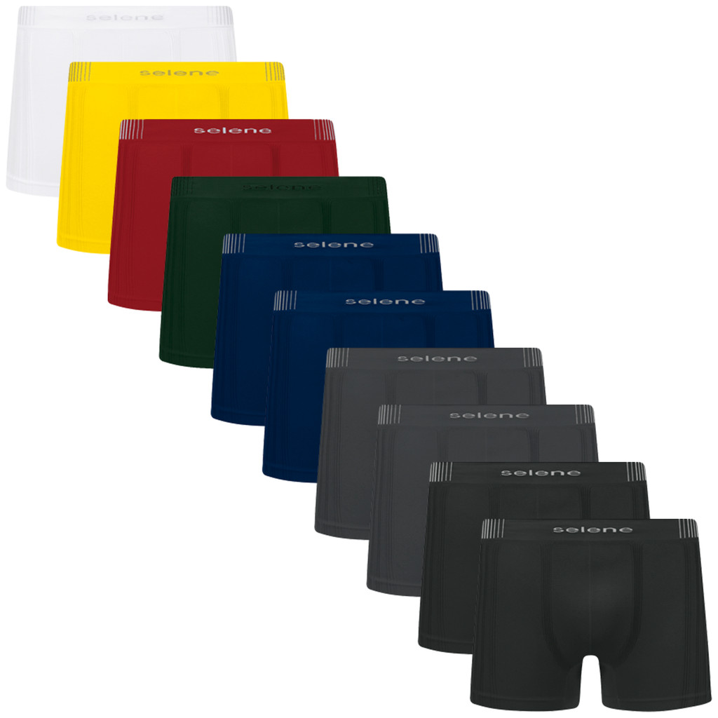 Kit 10 Cuecas Masculina Boxer Poliamida Sem Costura Confortável Selene