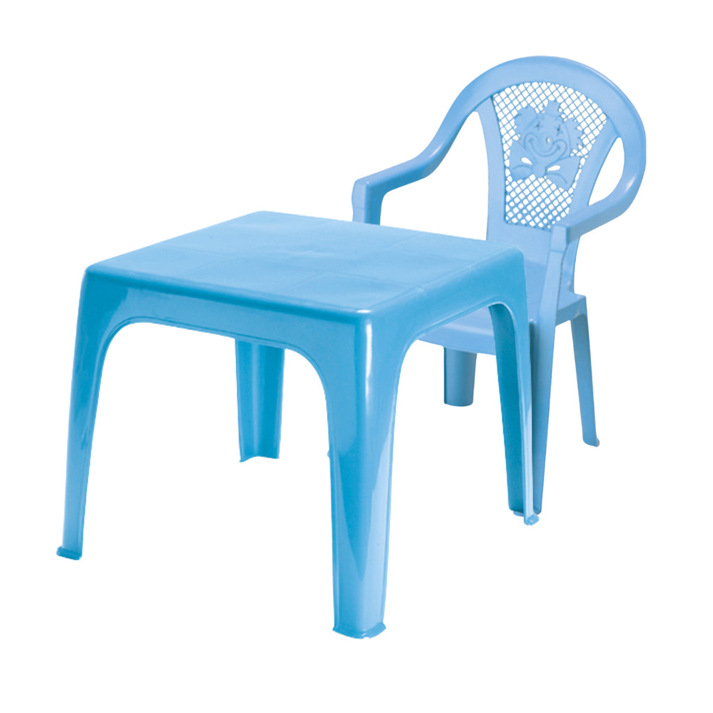 Mesinha Kids Infantil Azul 46x38Cm + Cadeira Poltrona Poltroninha Azul Mesa Criança