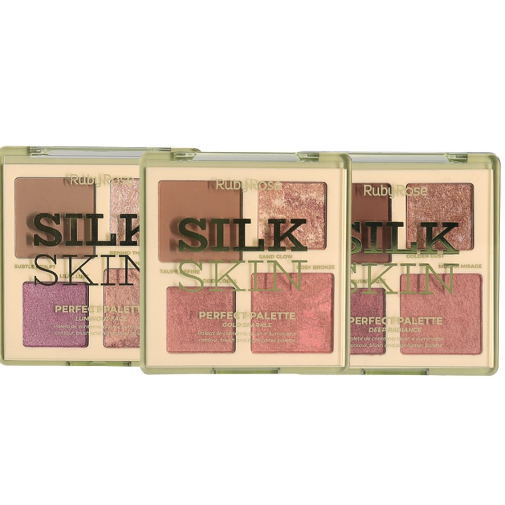 Paleta Contorno Blush Iluminador Ruby Rose Silk Skin HBM1003