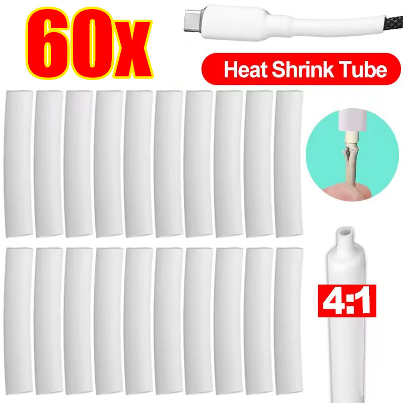 Tubo De Reparo De Cabo De Dados Branco De 20/60 Unidades-Manga Termorretrátil De Linha-Protetor Anti-Quebra De Fio De Ca