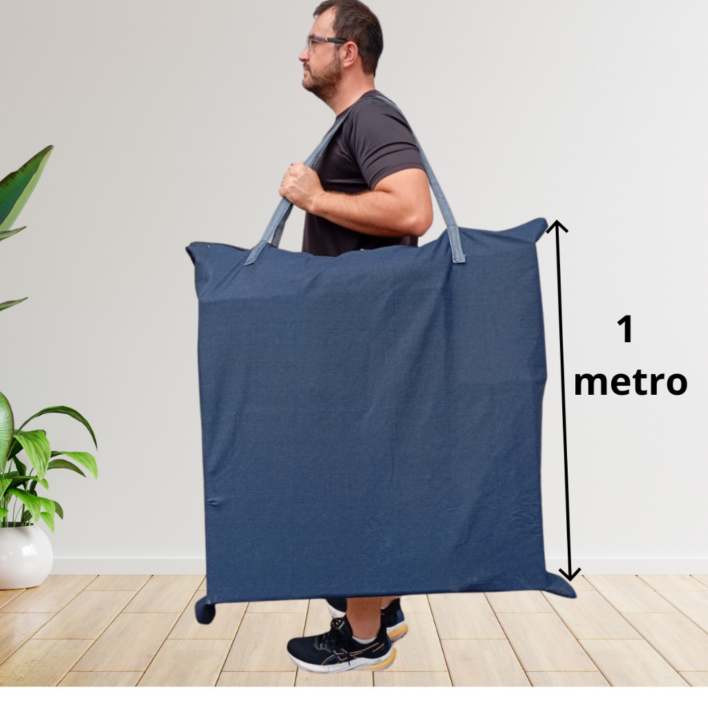Sacolão Jeans 1 metro por 1 metro Enorme Grande Sacoleiro Mudança Bolsa Gigante