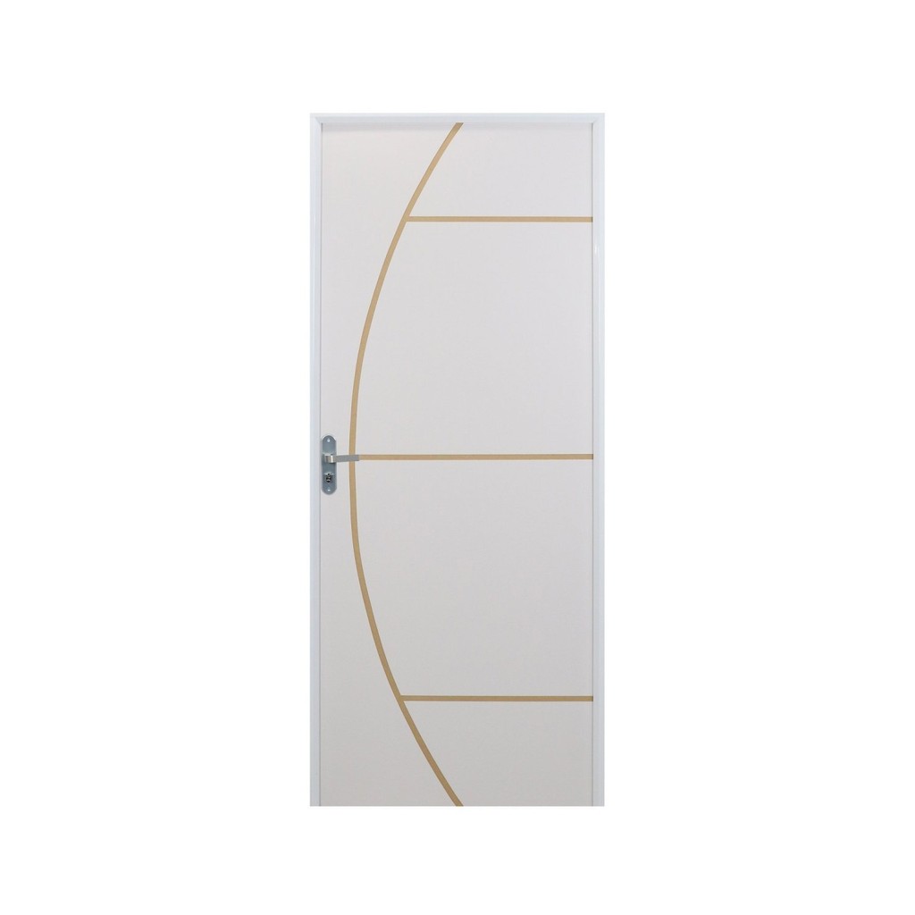Kit Porta de Madeira Decorada 212x75cm com Batente de Aluminio 3,6cm Gáucha Mgm Abertura Direita Branco em Oferta na Shopee