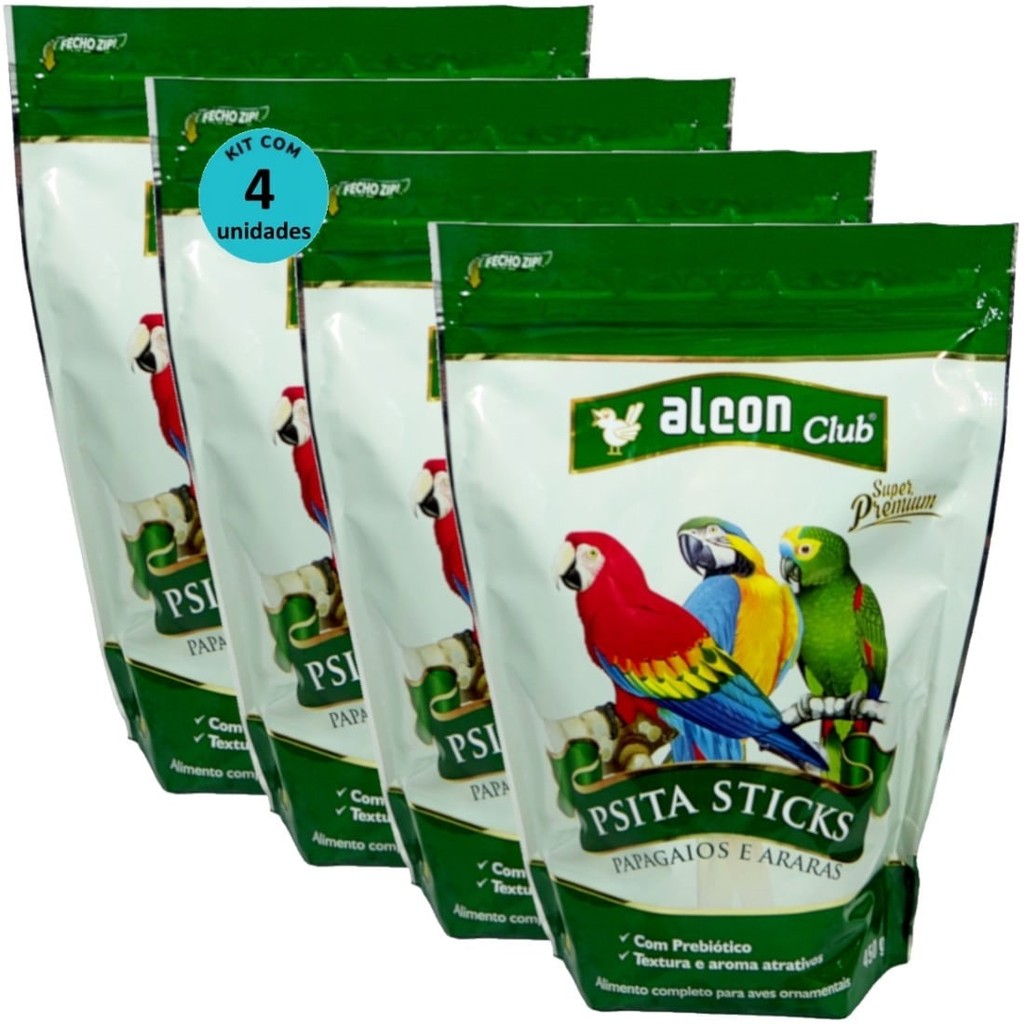 Alcon Club Psita Sticks 450g Super Premium Kit Com 4 Para Papagaios E Araras