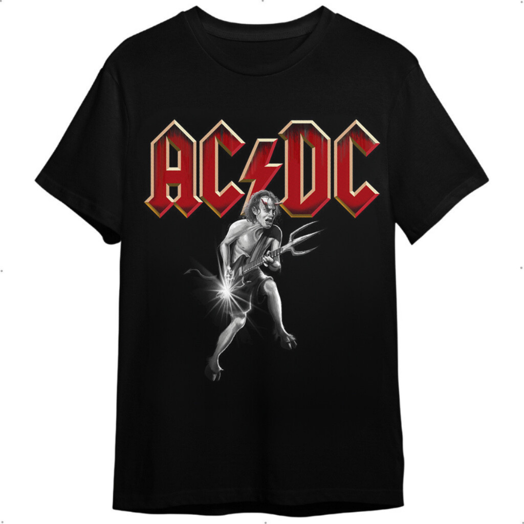 Camiseta Rock Ac/Dc Banca Estampada Camisa Basica Premium Algodão 100% Qualidade