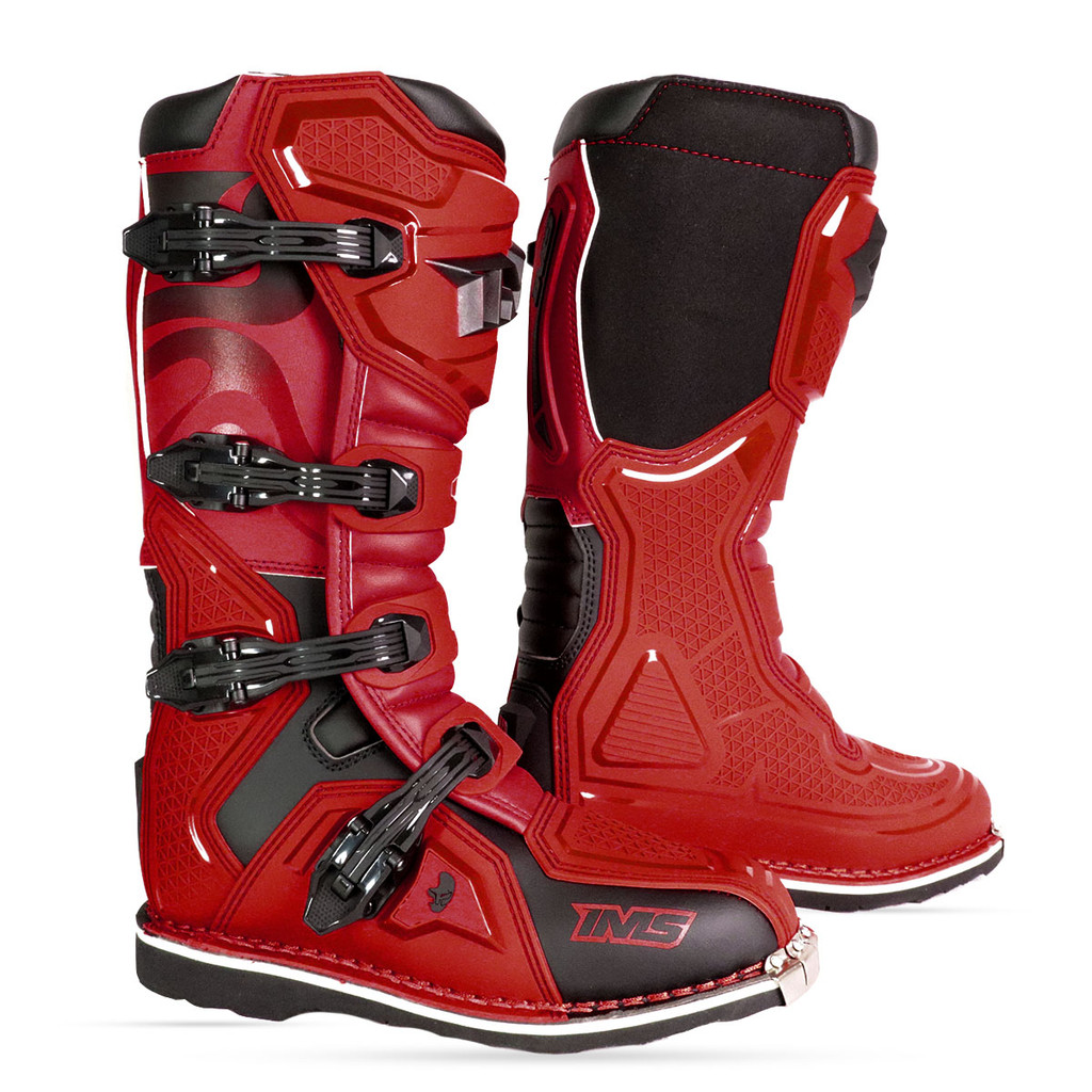 Bota Ims Robust Vermelho Bico Aço Trilha Motocross