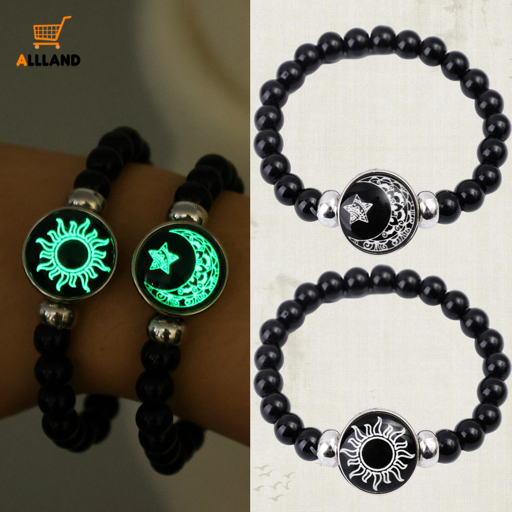 Sol E Lua Amantes Casal Pulseira Colar-Romântica Ajustável De Aço Inoxidável Que Brilha No Escuro Moda Jóias Presentes