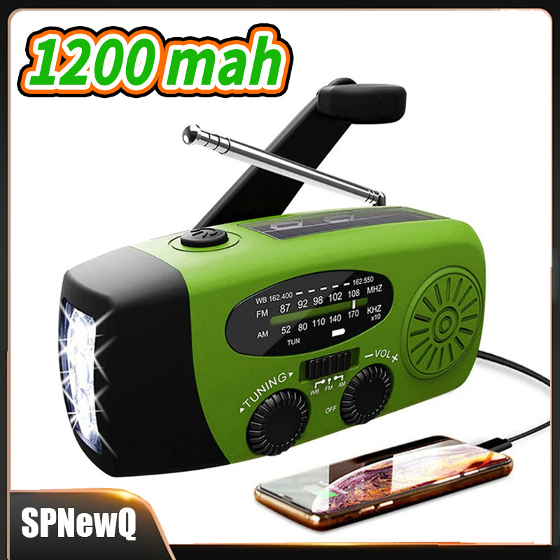 Rádio De Emergência Manivela Solar 1200mah Com Lanterna