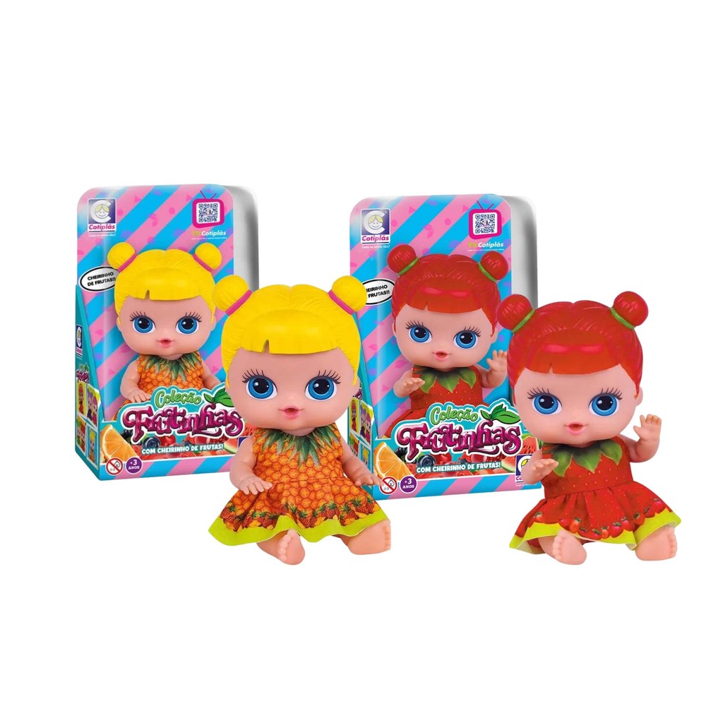 Kit Brinquedo Infantil Bonecas Coleção Frutinhas Morango Abacaxi Blister c/ Cheirinho Cotiplas em Oferta na Shopee