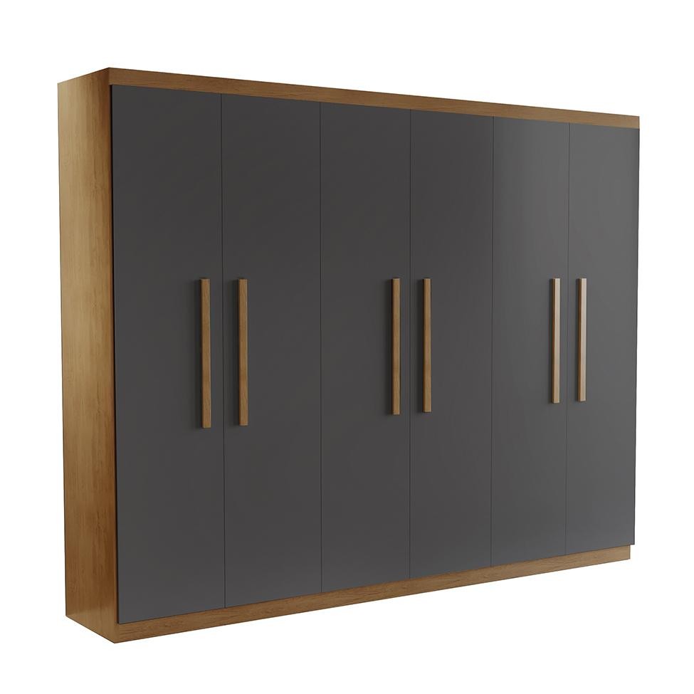 Guarda-Roupa Casal Malibu 6 PT 2 GV Imbuia e Grafite - Home & Living