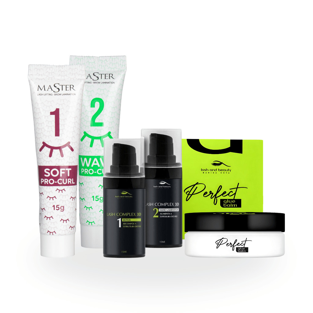 Kit Master Passo soft 1 e wave 2 + passo 1 e 2 Complex 3D e Glue Lash And Beauty