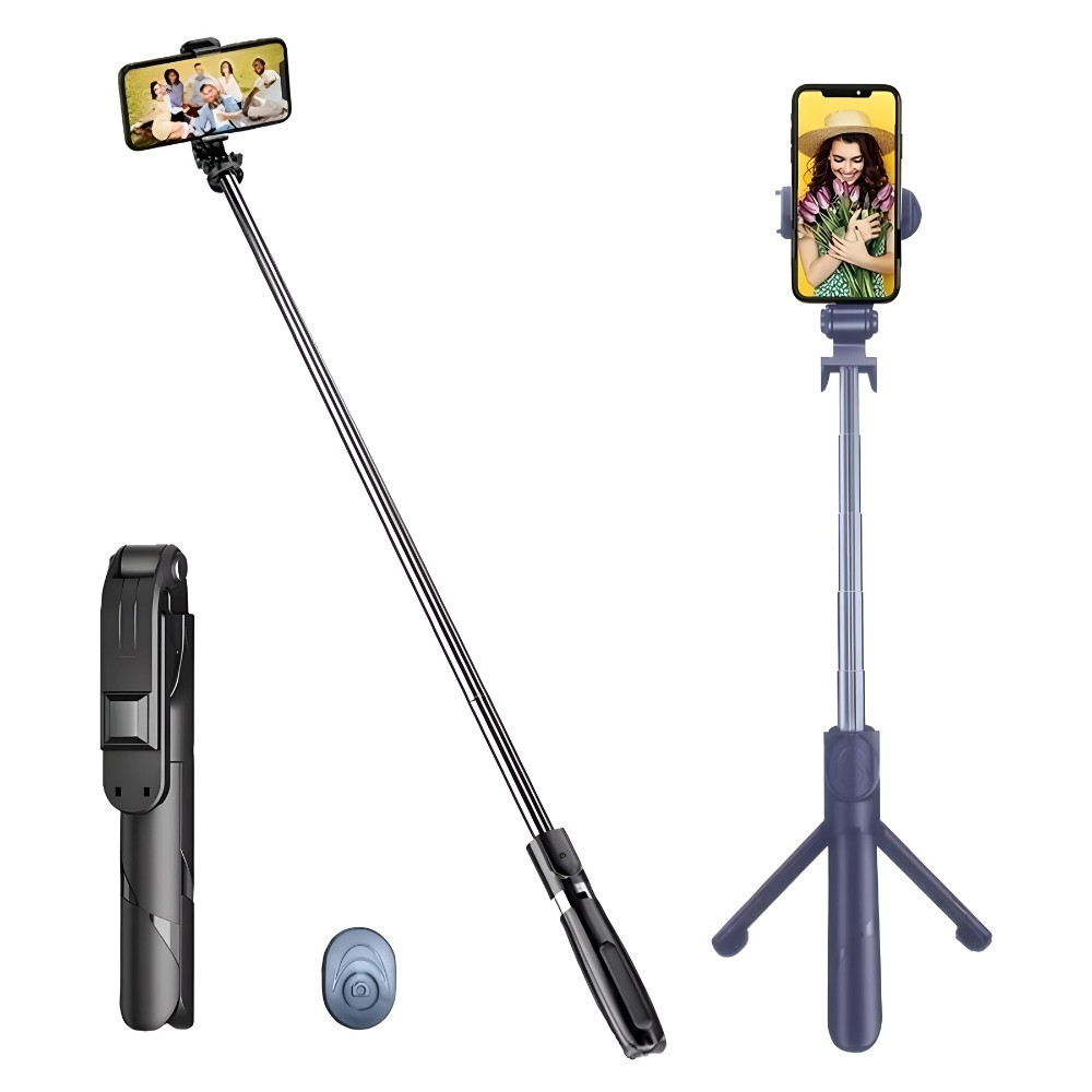Bastão Pau de selfie Tripé Retrátil Controle Bluetooth Celular em Oferta na Shopee