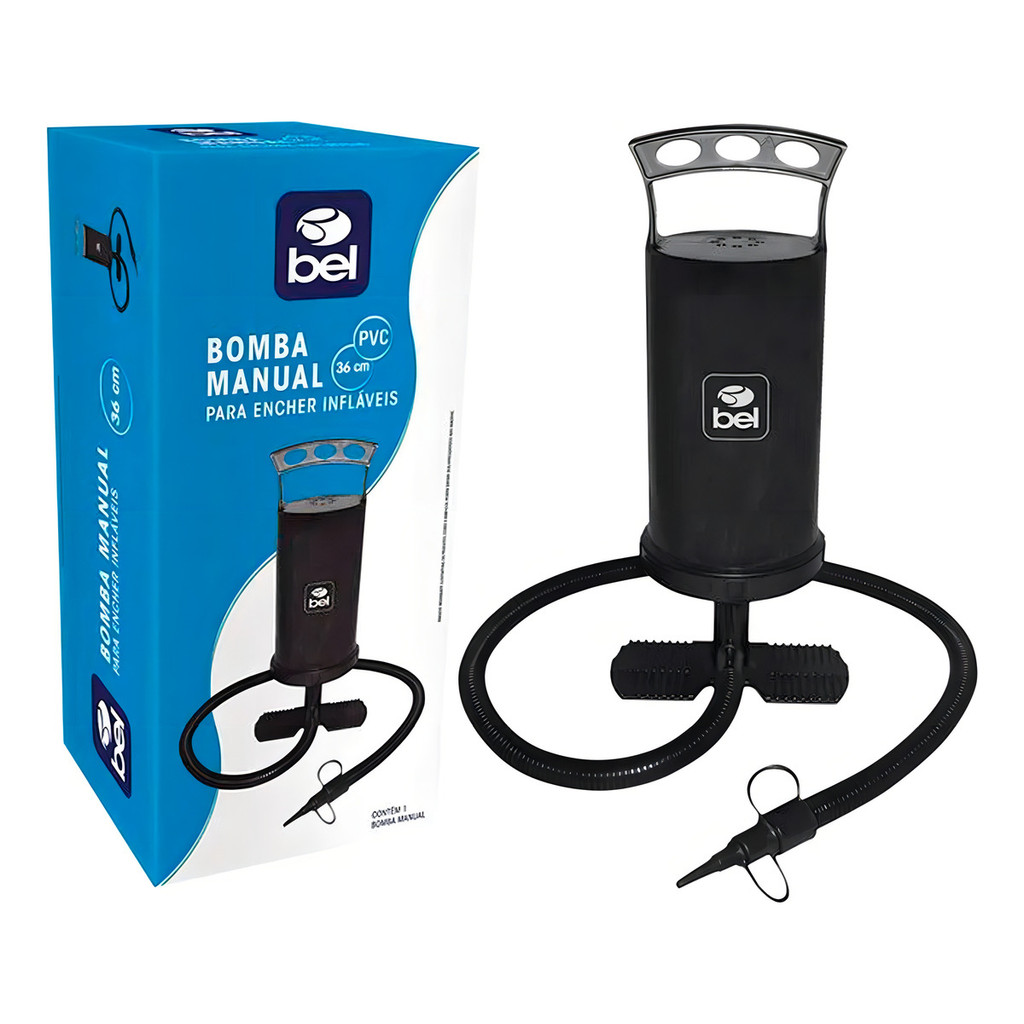 Bomba De Ar Manual Colchão Piscina Boia Belfix Cor Preto