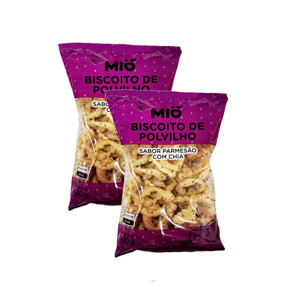 Kit 2 Biscoito Polvilho Mió Parmesão com Chia 80g - Food & Beverages