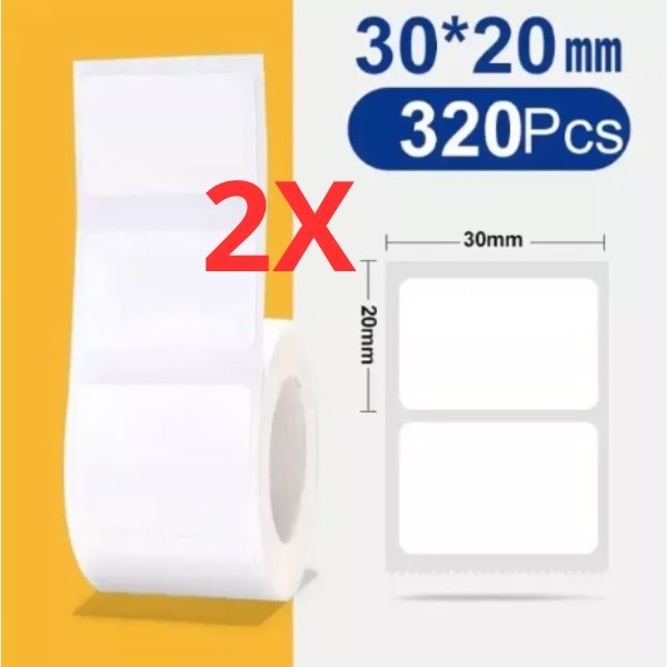 2 Rolos Etiqueta Niimbot B1 / B21 / B3s / B203 30x20mm 320un em Oferta na Shopee