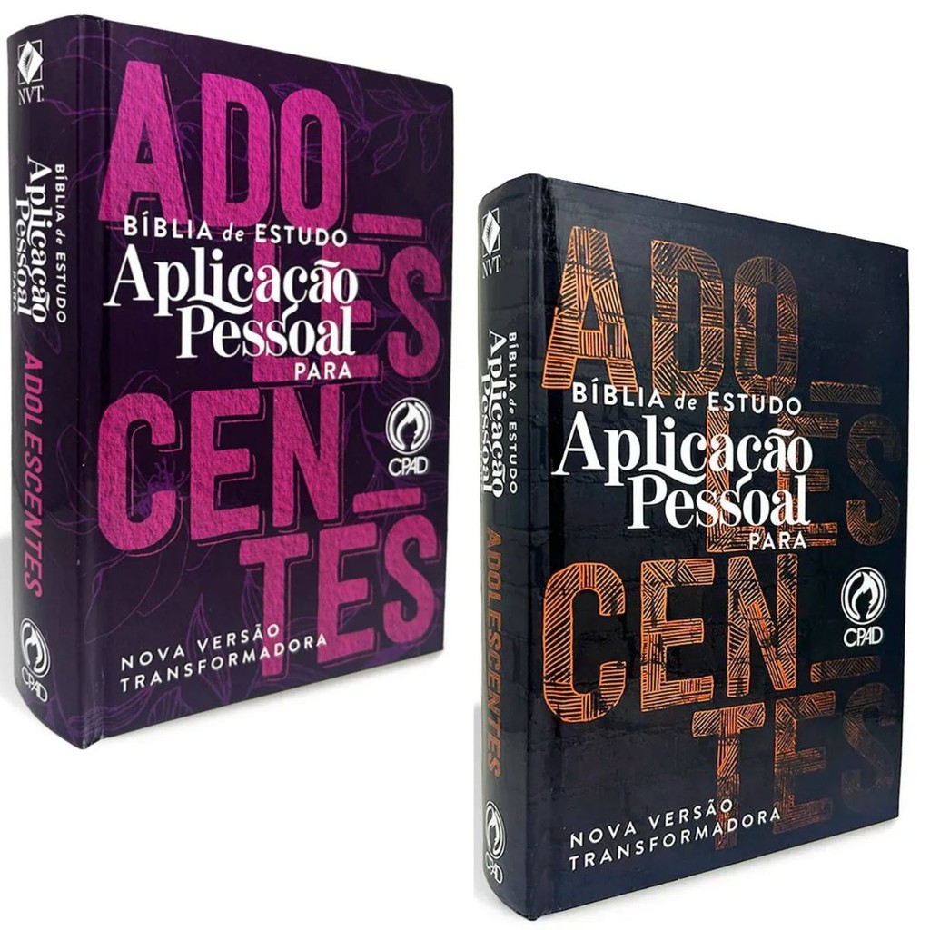 KIT Bíblias de Estudo Aplicação Pessoal para Adolescentes Cor Laranja + Rosa | Capa Dura | NVT | CPAD