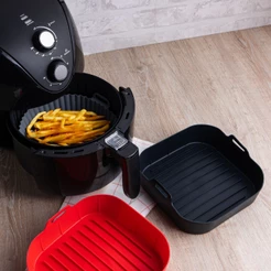 Forma Quadrada de Silicone para Air Fryer Redonda 19x6,5cm / Quadrada 20x7cm - Lyor