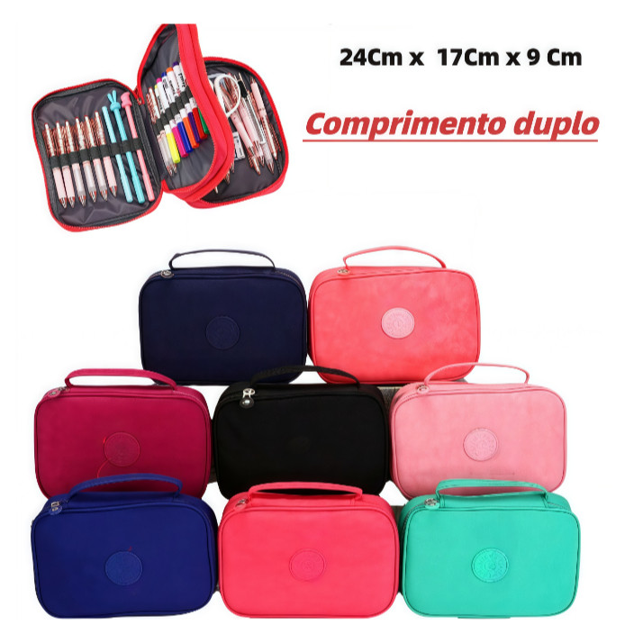 Estojo Escolar Box 100 Pens Com 2 Divisóres Organizador Unissex Juvenil / Necessaire Grande Com Alça e Divisórias em Oferta na Shopee