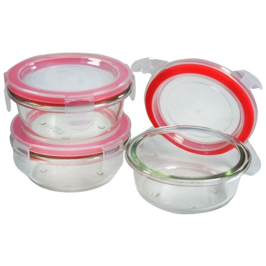 Kit 3 Potes Hermético Vedação Tampa Alimento Vidro Tempero Mantimento Organizador Multiuso Comida Cozinha
