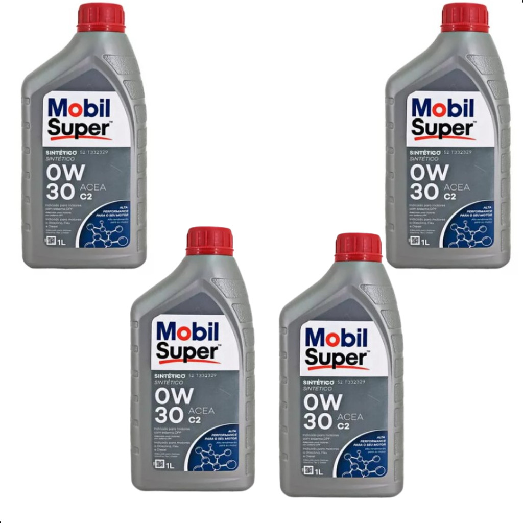 Kit 4 Litros de Óleo Mobil Super 3000 SAE 0w30 Sintético