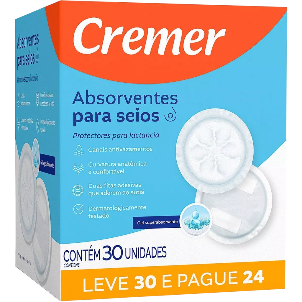 Absorvente Para Seios Cremer Toque Suave Leve 30 Pague 24 Un em Oferta na Shopee