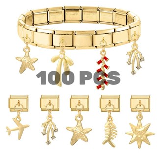 Design Dourado 100 Peças Amuletos Adequados Para Fazer Você Mesmo Pulseira Modular Italiana Links De Aço De 9 Mm em Oferta na Shopee