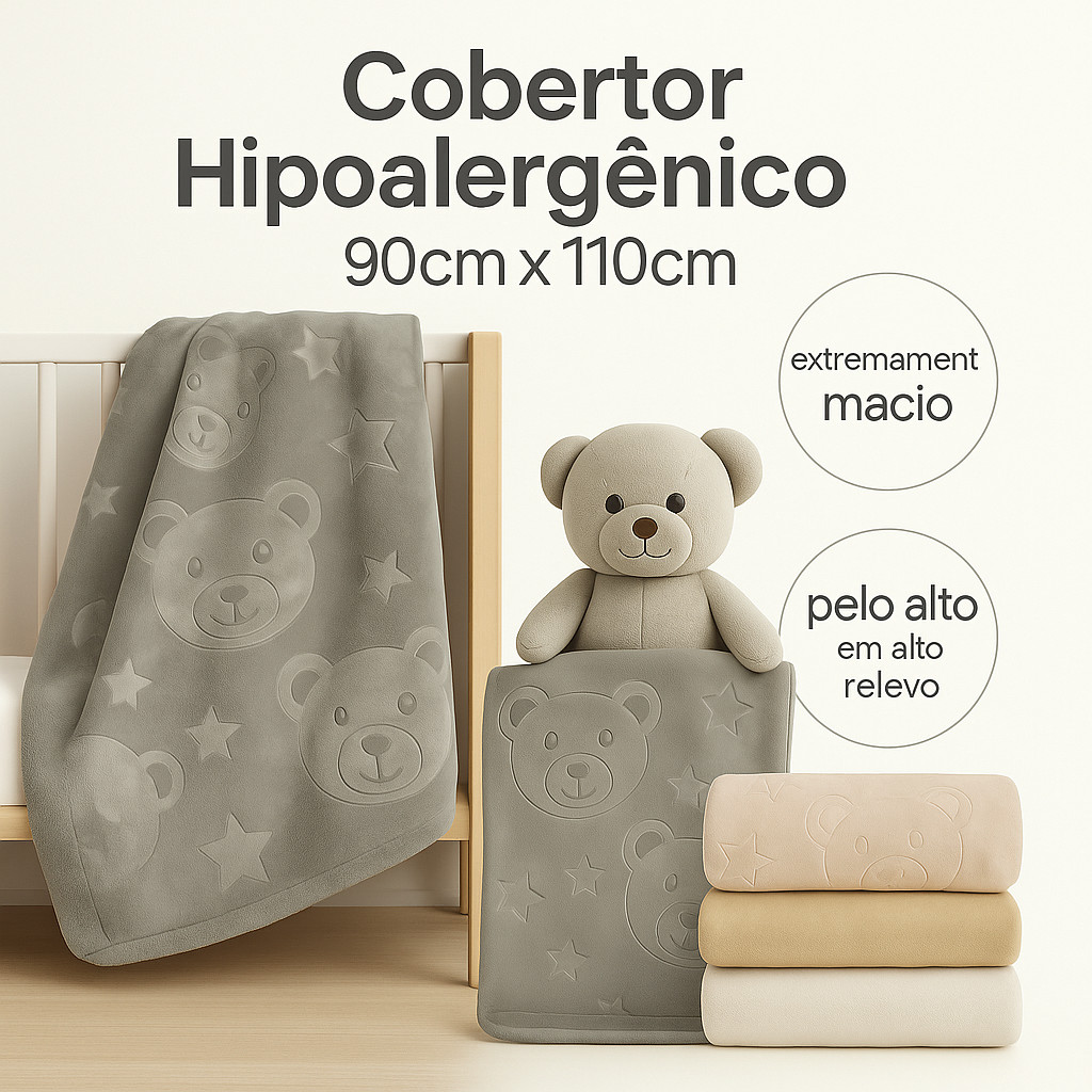 Cobertor Bebê Unissex Pelo Alto Ursinho Hipoalergênico 90x110cm Macio Inverno Neutro em Oferta na Shopee