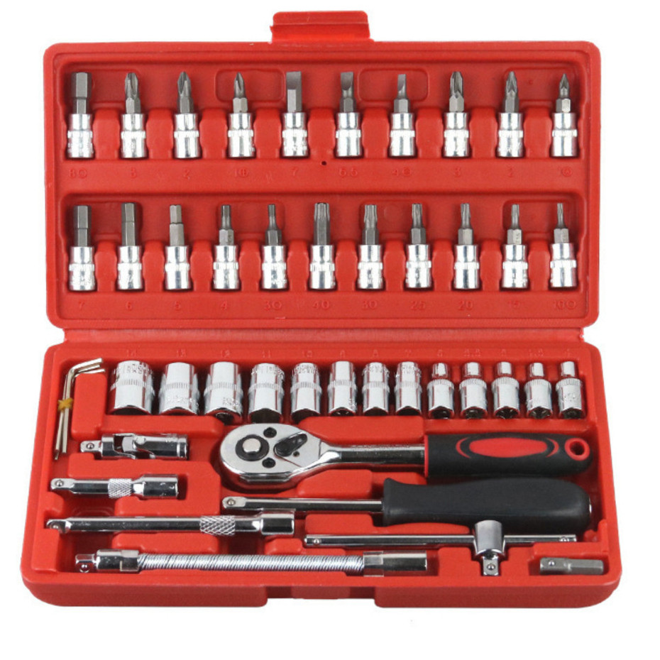 Kit De Ferramentas 46/40 Peças Jogo De Soquetes Chave Catraca Reversível Com Maleta Jogo De Ferramentas Completo