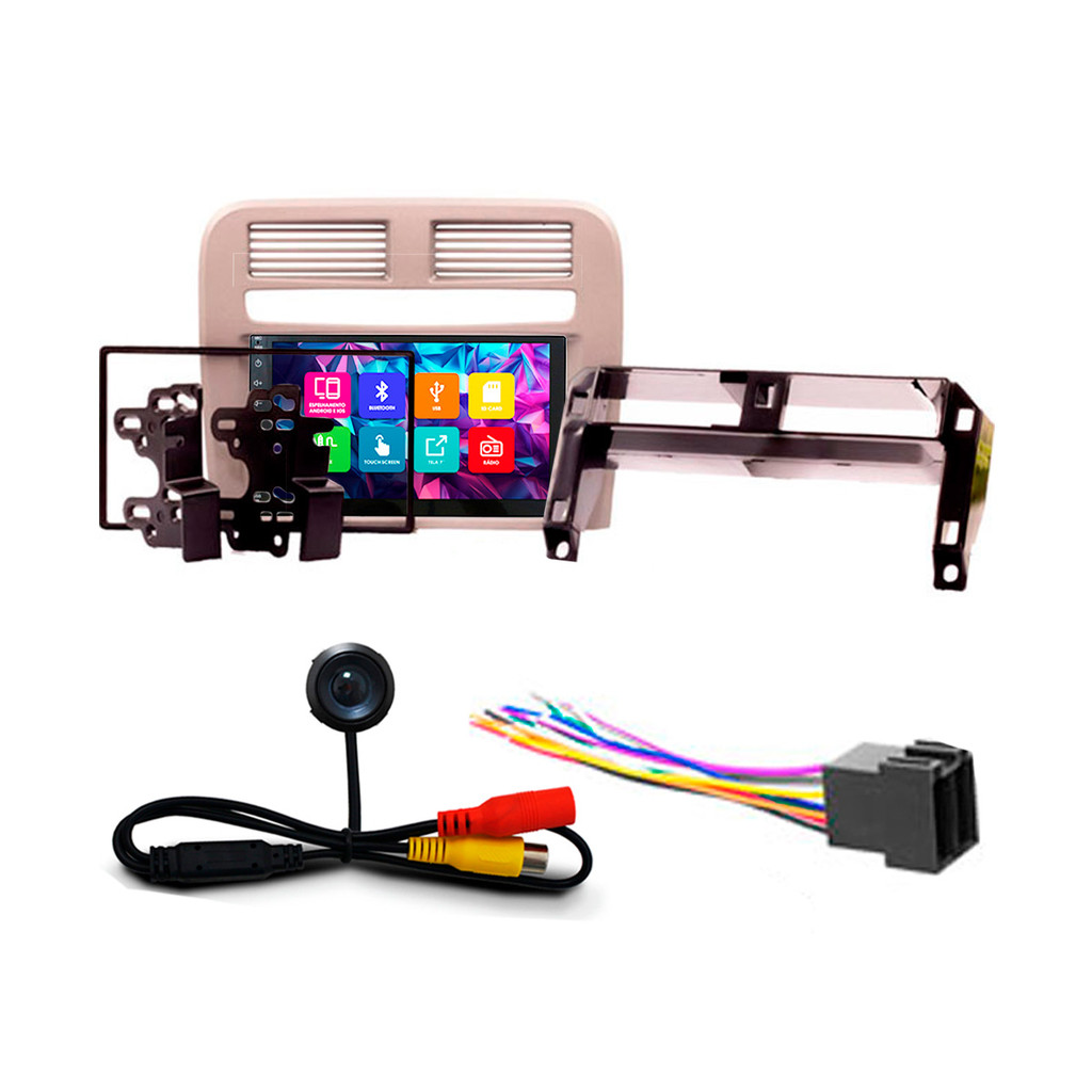 Kit Multimidia 7 Pol Punto 2008 2009 2010 2011 2012 Espelhamento Android Ios 2 Din Cinza Kiron Duto de Ar Camera Ré