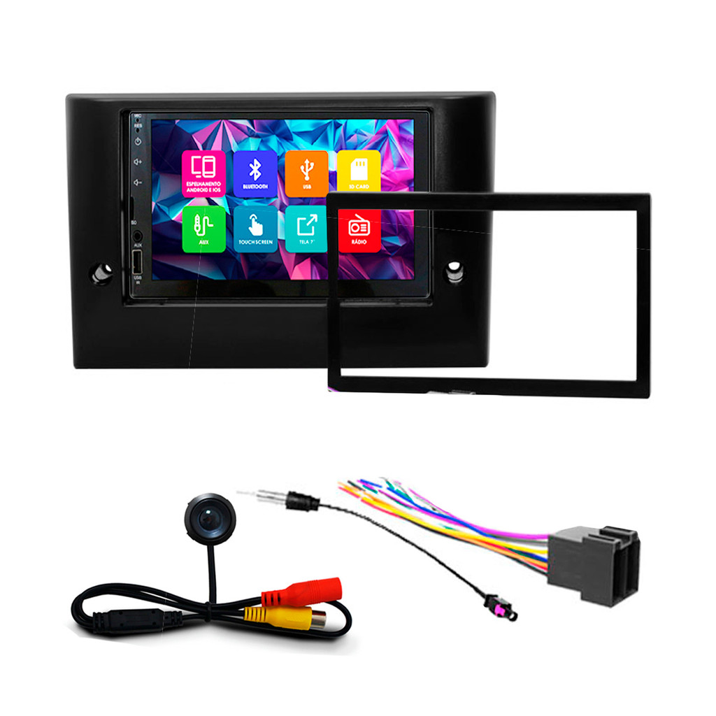 Kit Multimidia 7 Pol Stilo 2003 2004 2005 2006 2007 2008 2009 2010 Espelhamento Android Ios 2 Din Preto Camera Ré em Oferta na Shopee