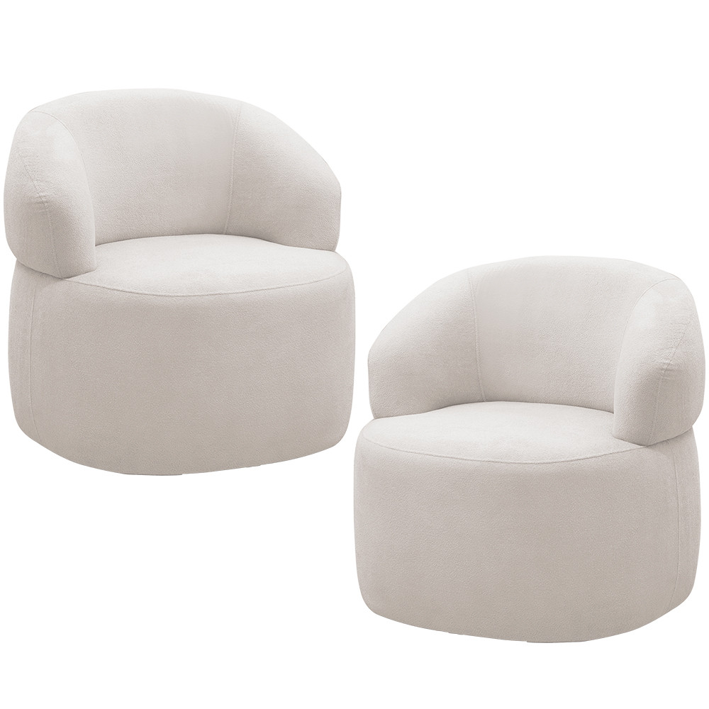 Kit 2 Poltronas Giratórias Sala de Estar Living Orgânico Carmen F04 Bouclê Off White - Lyam Decor em Oferta na Shopee