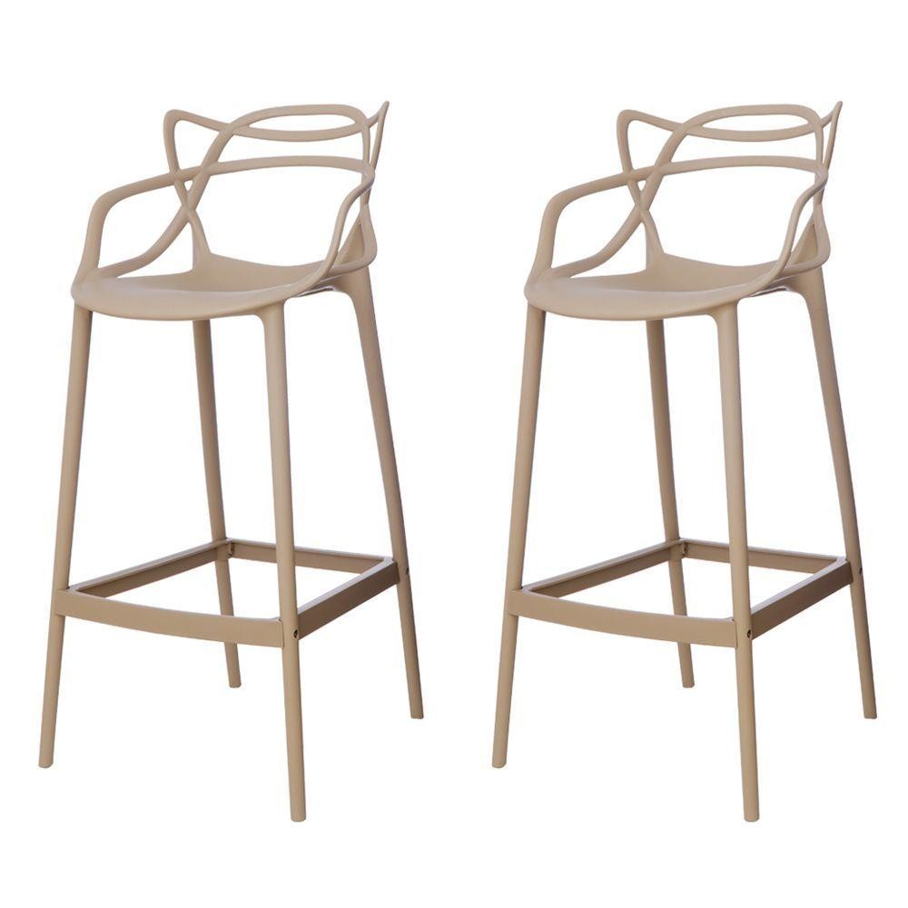 Kit 2 Banquetas Allegra Nude Polipropileno Cozinha Bistrô - Home & Living