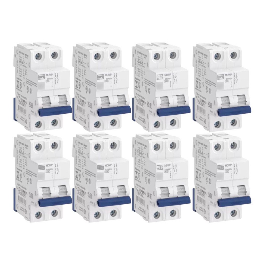 KIT 8 UNIDADES - WEG DISJUNTOR BIPOLAR DIN 32A (MDW-C 32A 2 POLOS)
