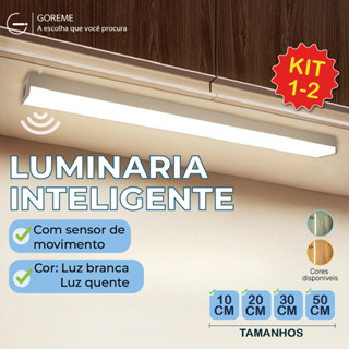 Kit 2 Smart Luminária Inteligente Ultra LED com sensor de movimento sem fio e Recarregável...