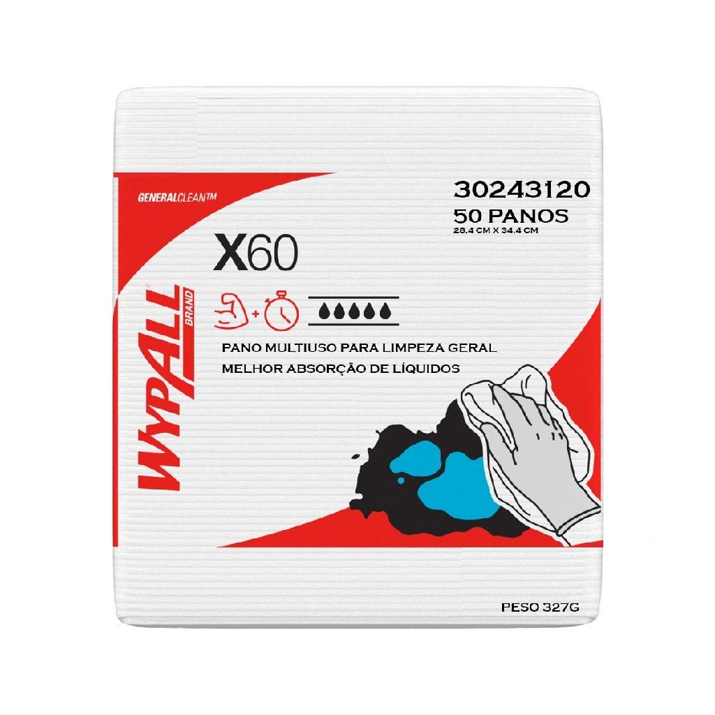 Pano Multi Uso Para Limpeza Geral Wypall X60 50 Folhas