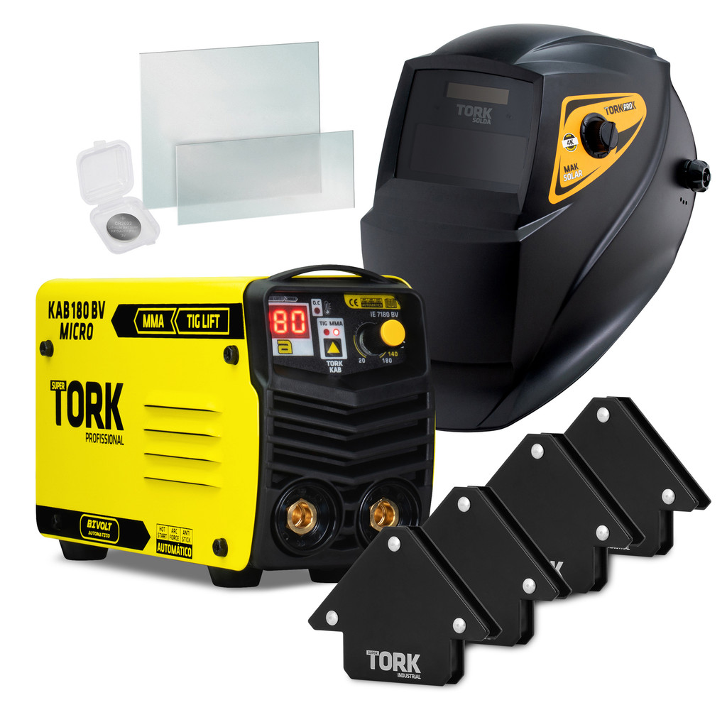 Maquina Solda Inversora Kab 180a Tig Mma Eletrodo + Mascara 4k + Esquadro 12 Kg