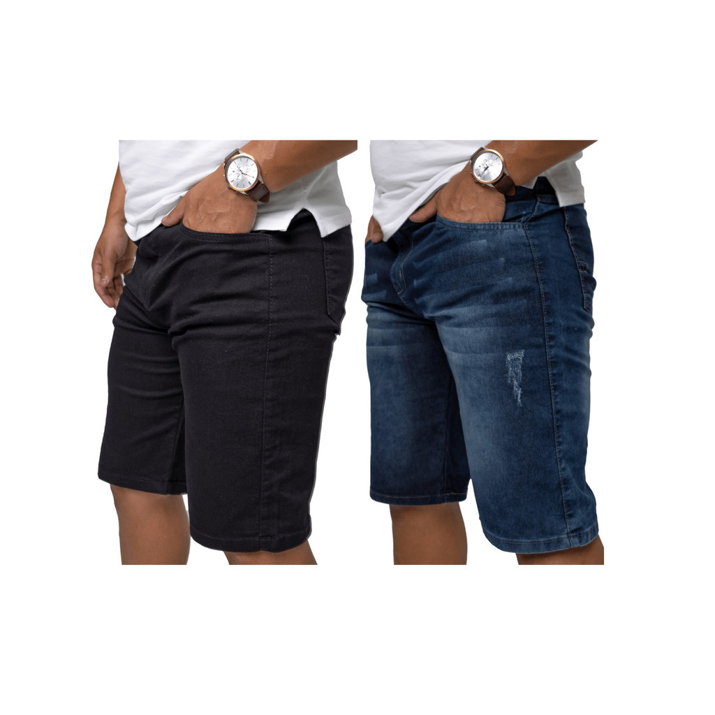 KIT 2 Bermudas Masculinas Jeans Com Elastano | Shorts Jeans Masculino - Estilo Casual e Versatil para o Dia a dia em Oferta na Shopee