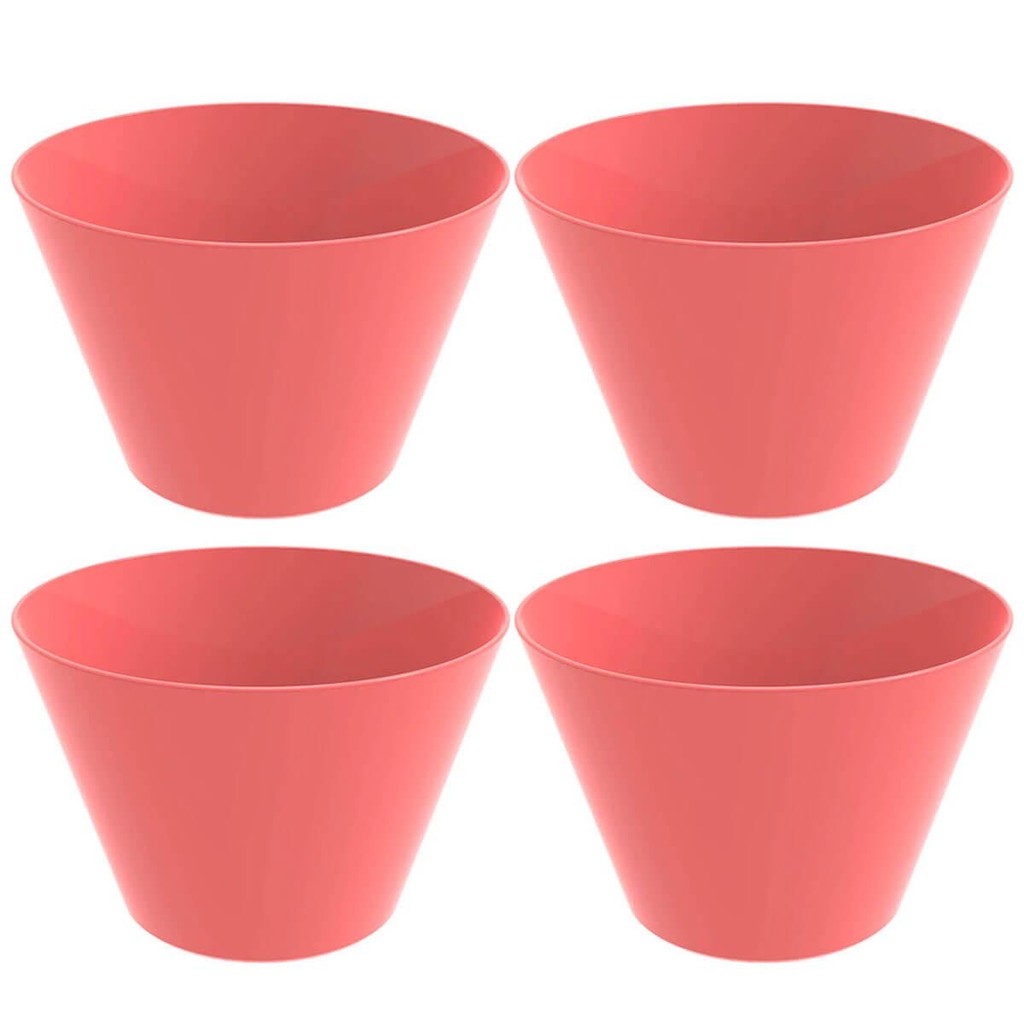 4 Potes Balde para Pipoca 3,8L Plástico Resistente Crippa Pipoqueira Rosa Goiaba