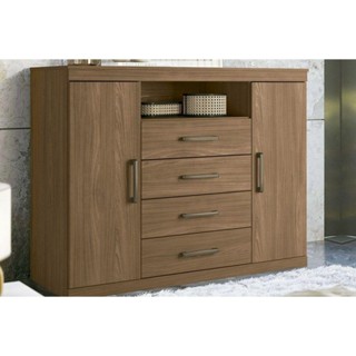 Cômoda de Quarto Master c/ 2 Portas 1 Nicho e 4 Gavetas Jatoba/Atacama - Santos Andirá em Oferta na Shopee