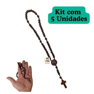 Kit Terço São José de Madeira - 5 Unidades em Oferta na Shopee