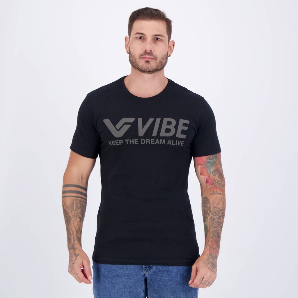 Camiseta Vibe Basic Preta em Oferta na Shopee