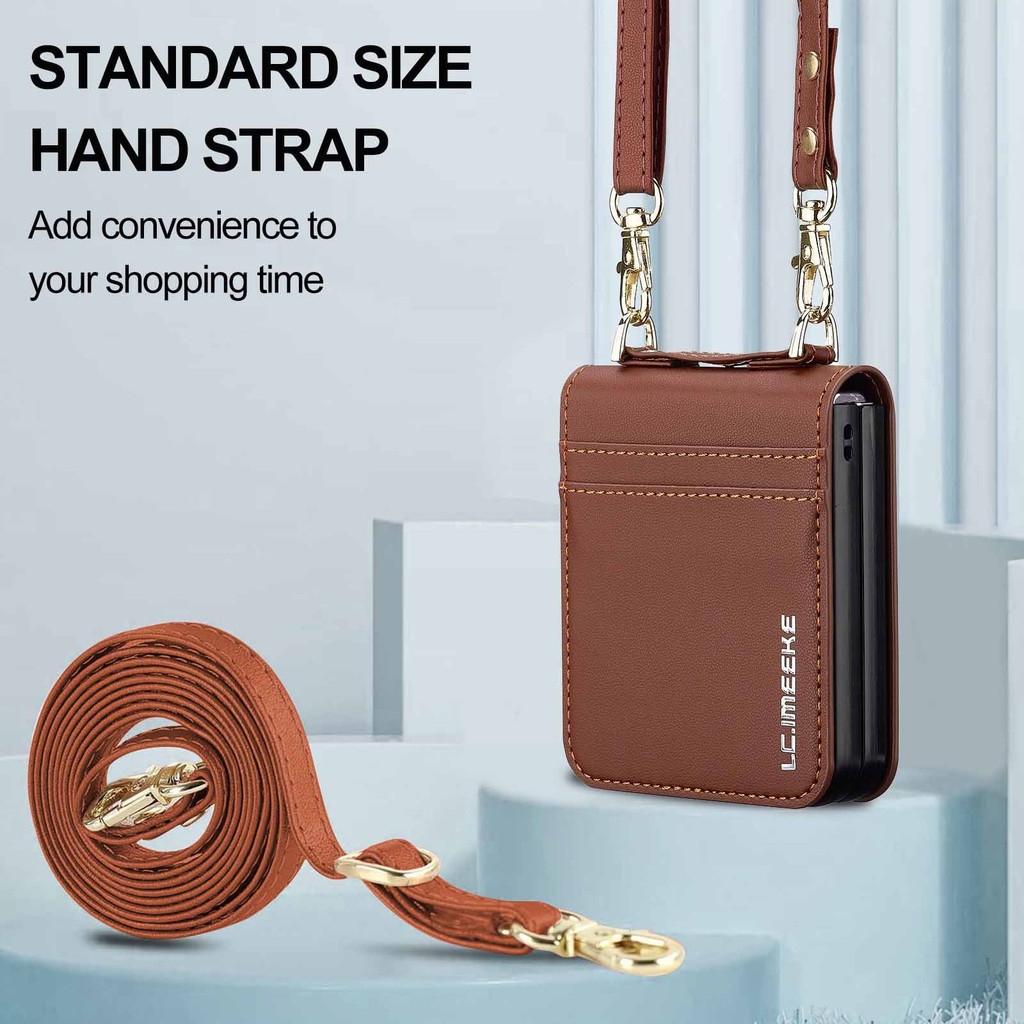 Z Flip 6 Capa De Couro Com Suporte Para Cartão Duplo Samsung Galaxy ZFlip 7 8 6 