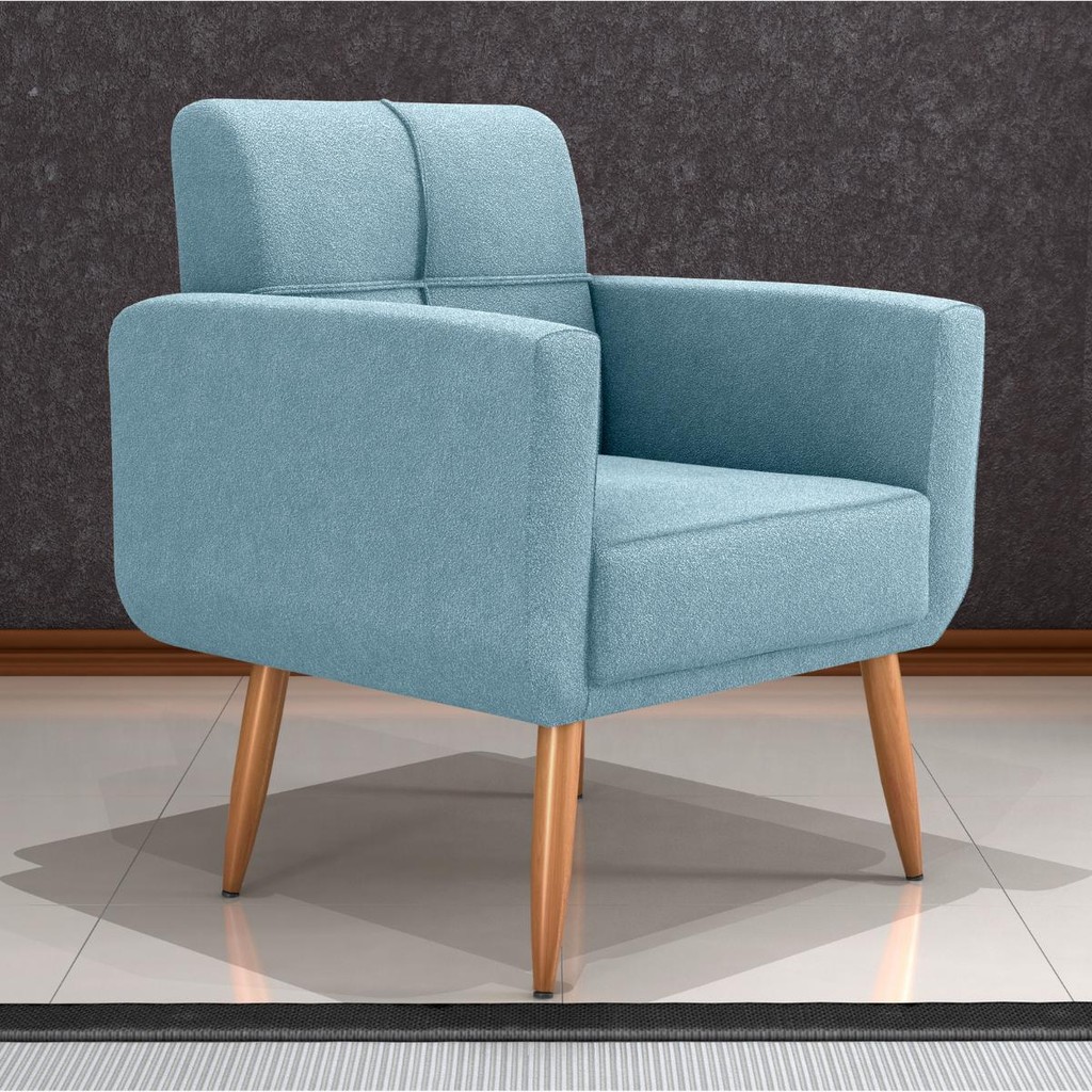 Poltrona Decorativa Itaqui Boucle Azul em Oferta na Shopee