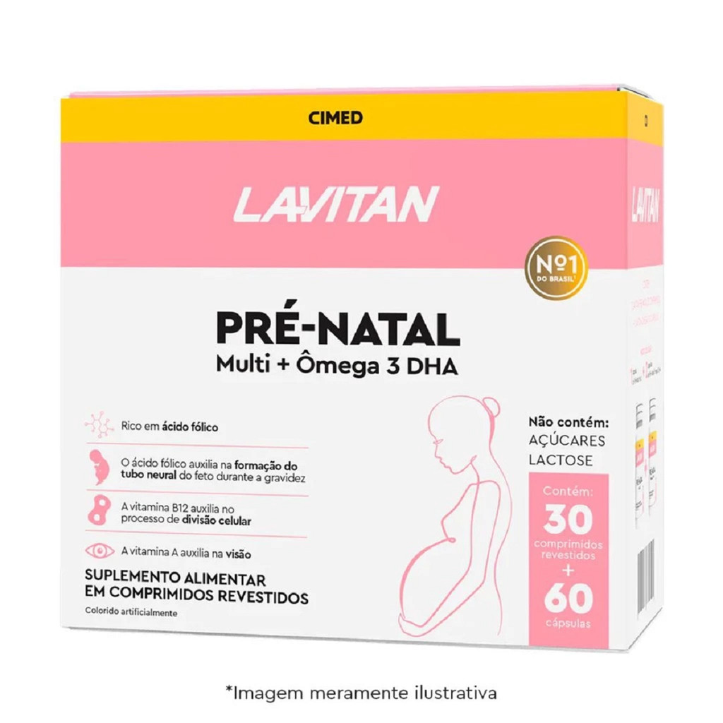 Lavitan Pré Natal Multi+Ômega 3 DHA Com 30+60 Cápsulas-Cimed